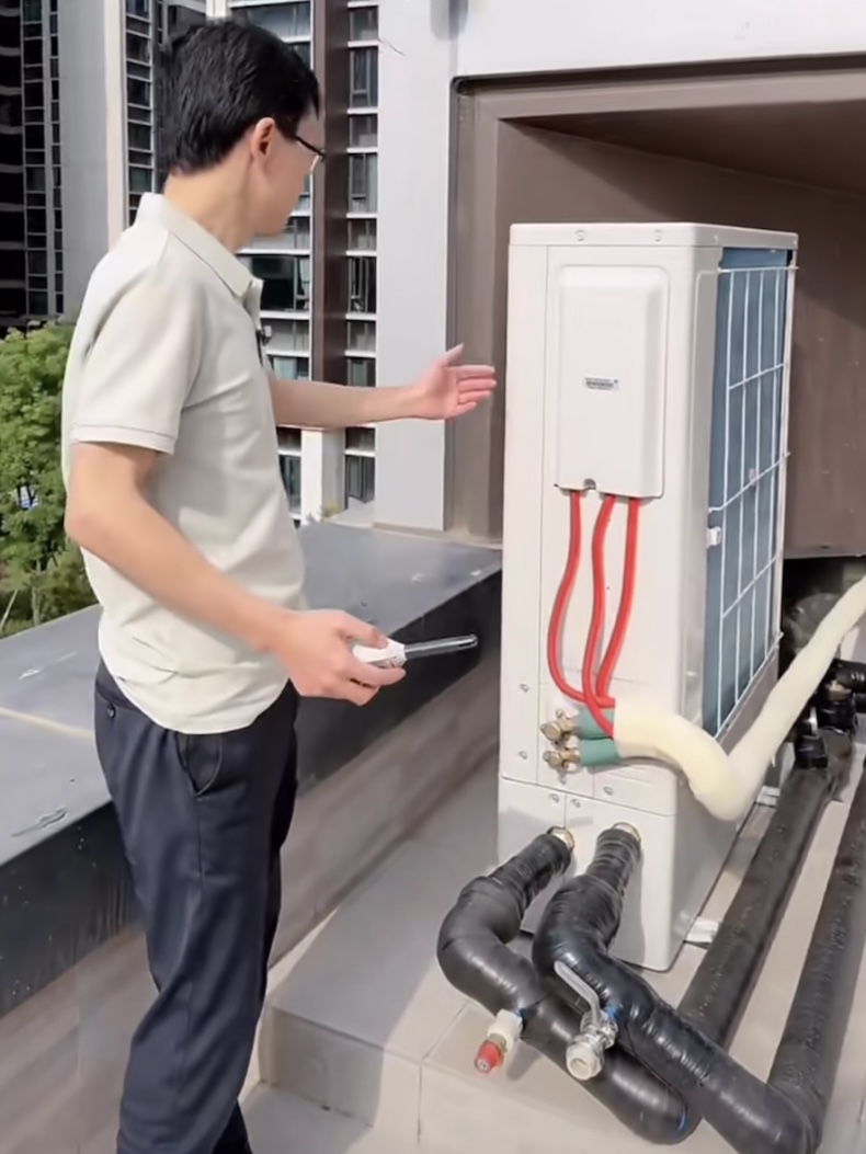 日立智享天氟地水外机安装图片