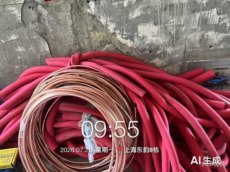 龙脉暖通成都市锦江区上海东韵中央空调辅材进场实拍-龙煜铜管优菲特保温