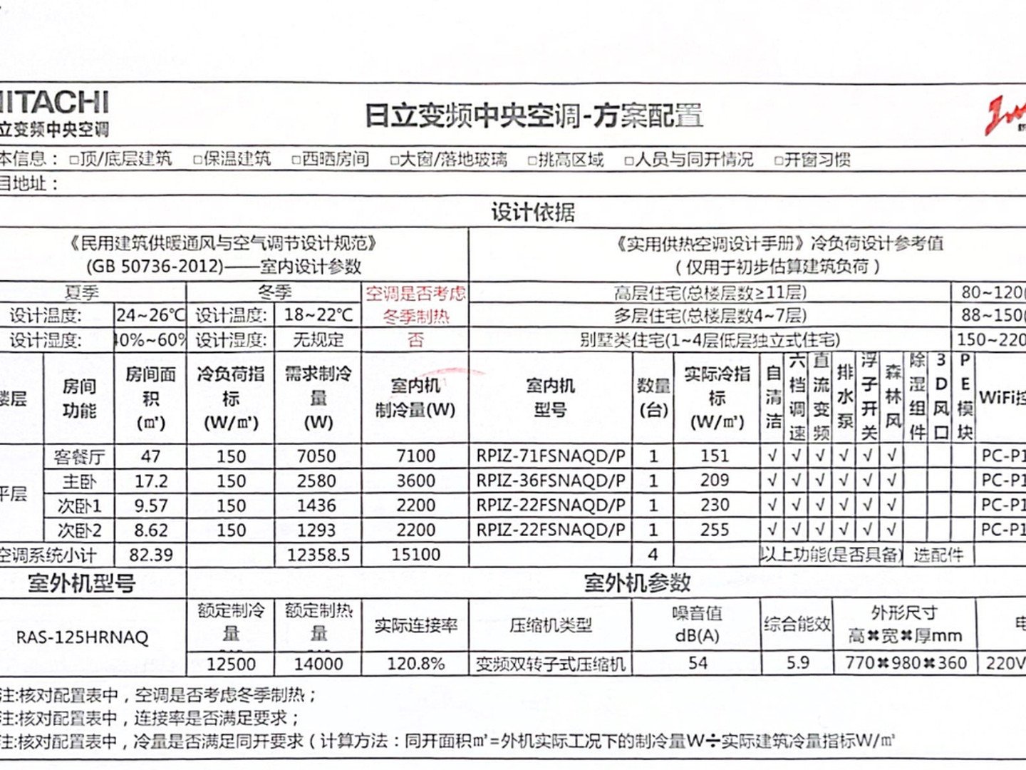 成都金牛区幸福拾光东苑123㎡日立中央空调配置明细实拍