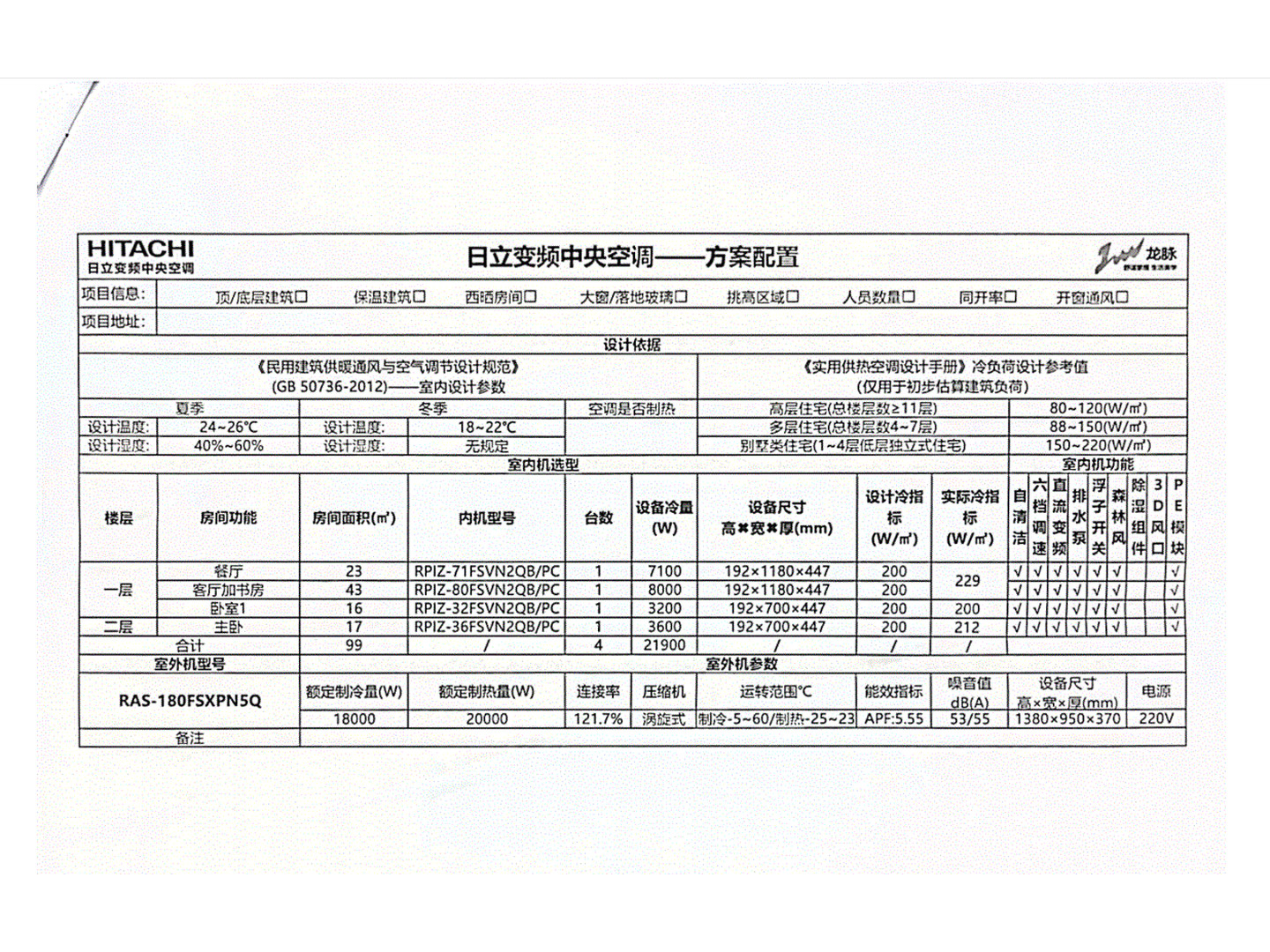 成都怡景园补老师尊睿全效空调配置