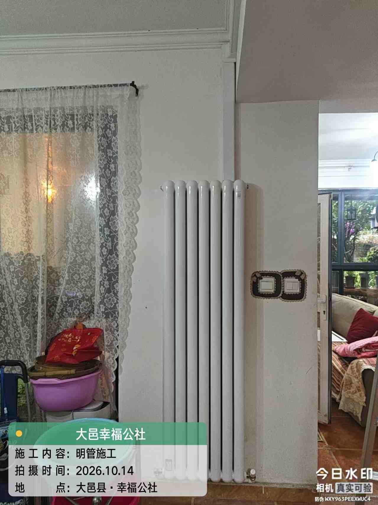 成都市大邑县幸福公社-杨老师-客厅柱式明装暖气片实景